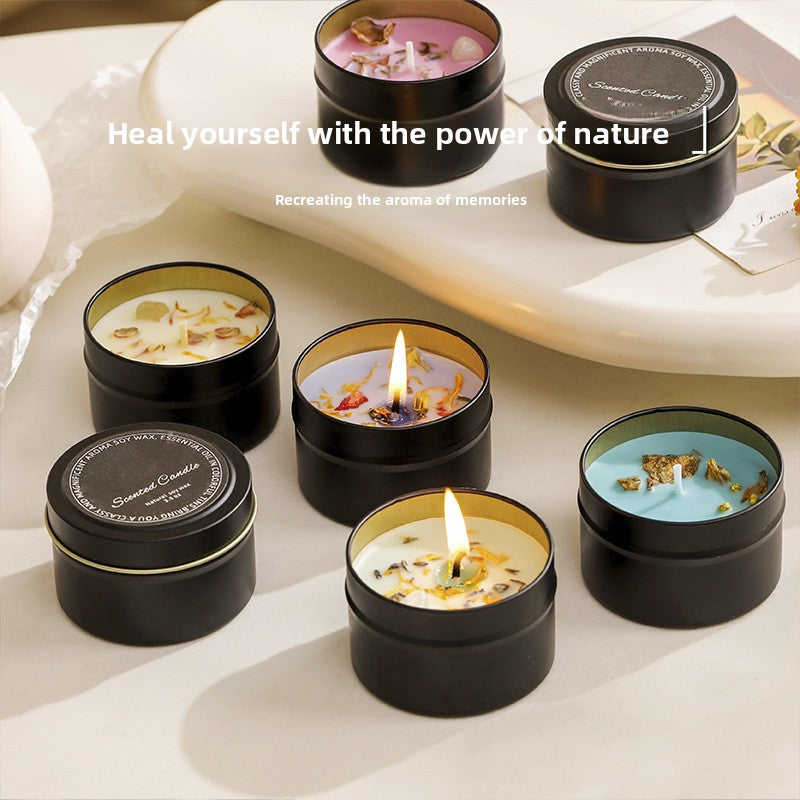 Dried flower crystal soy wax scented candle