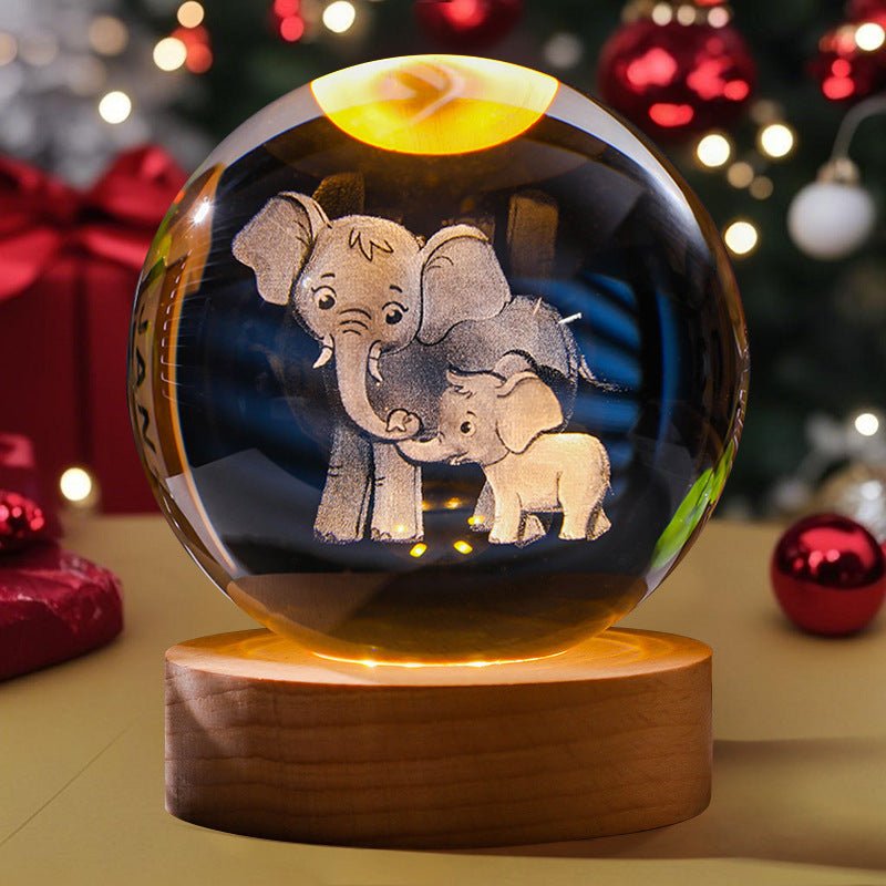 3D Engraved Crystal Ball Night Light Astronaut LED Luminous Desktop Ornament - Neednest