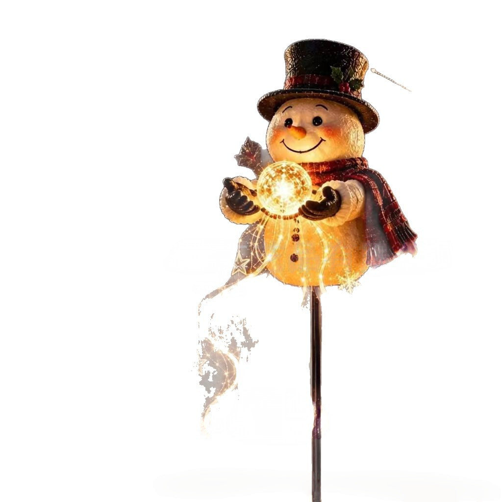 Solar Powered Snowman Magic Fountain Garden Light