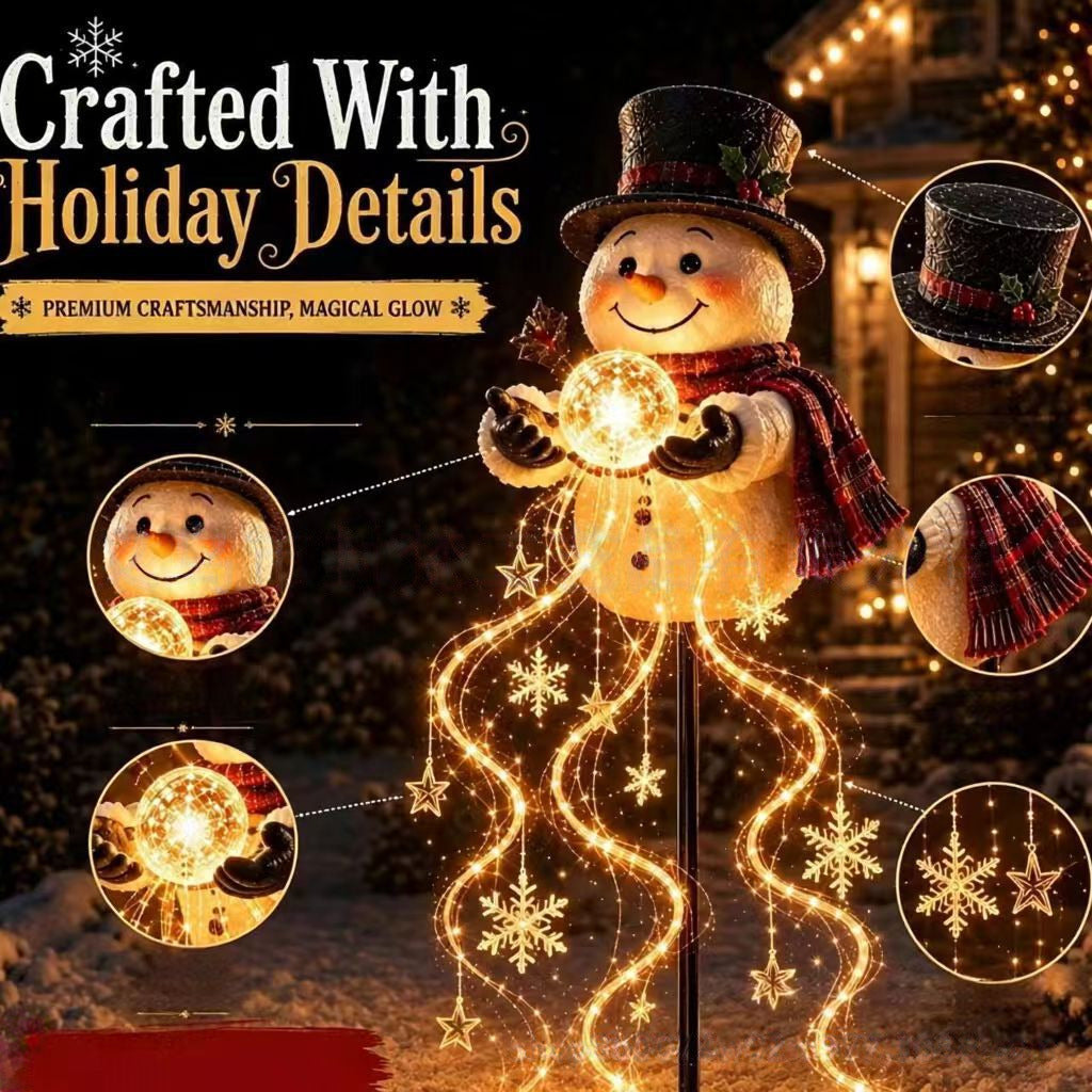 Solar Powered Snowman Magic Fountain Garden Light