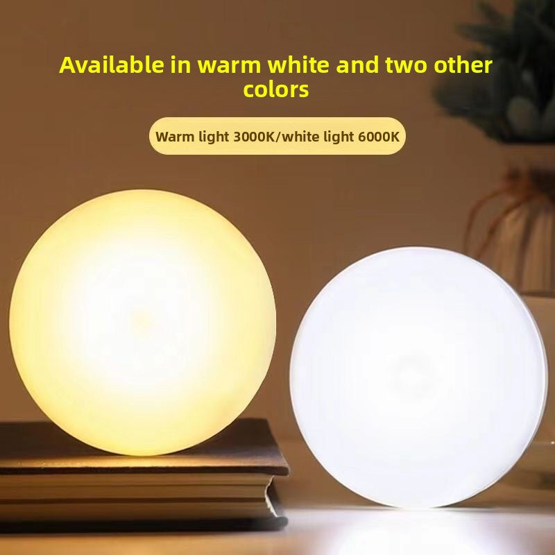 Charging magnetic-attachment circular human body-sensing lamp