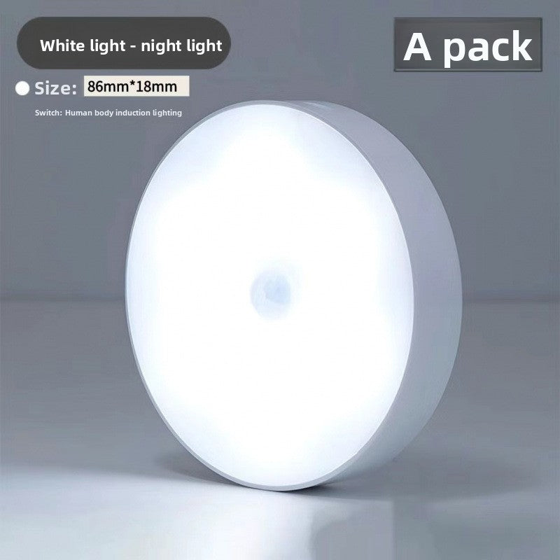 Charging magnetic-attachment circular human body-sensing lamp