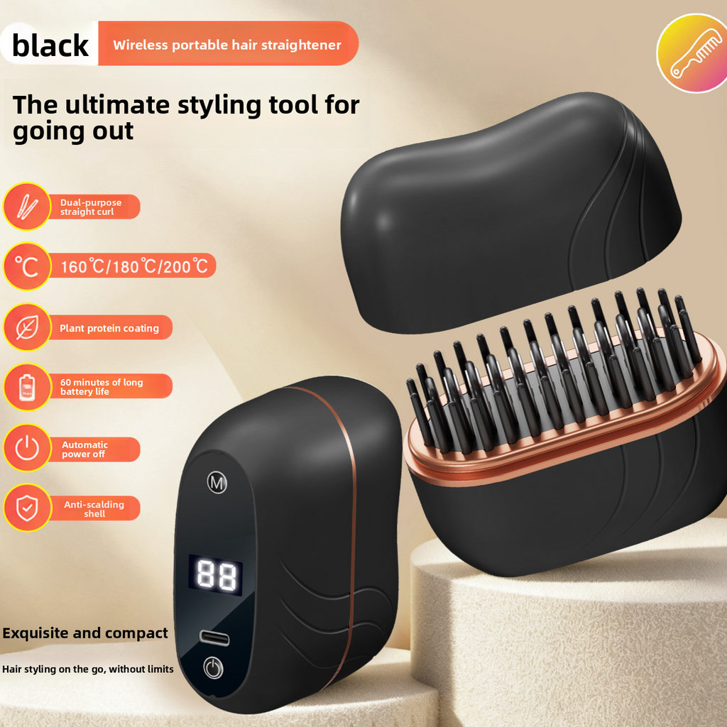 Wireless Hair Straightener and Curler Dual Styling Comb