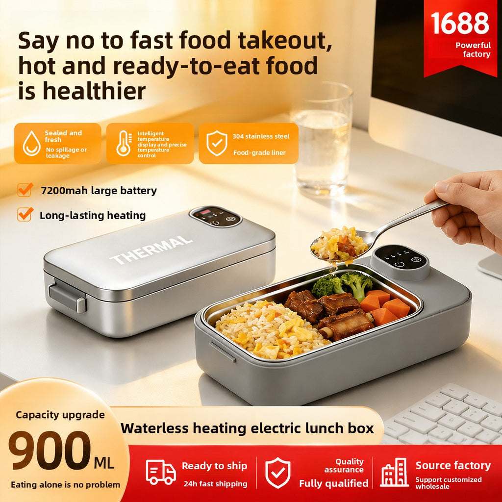 Water-Free Heating Lunch Box, USB Charging Portable Insulated Lunch Box