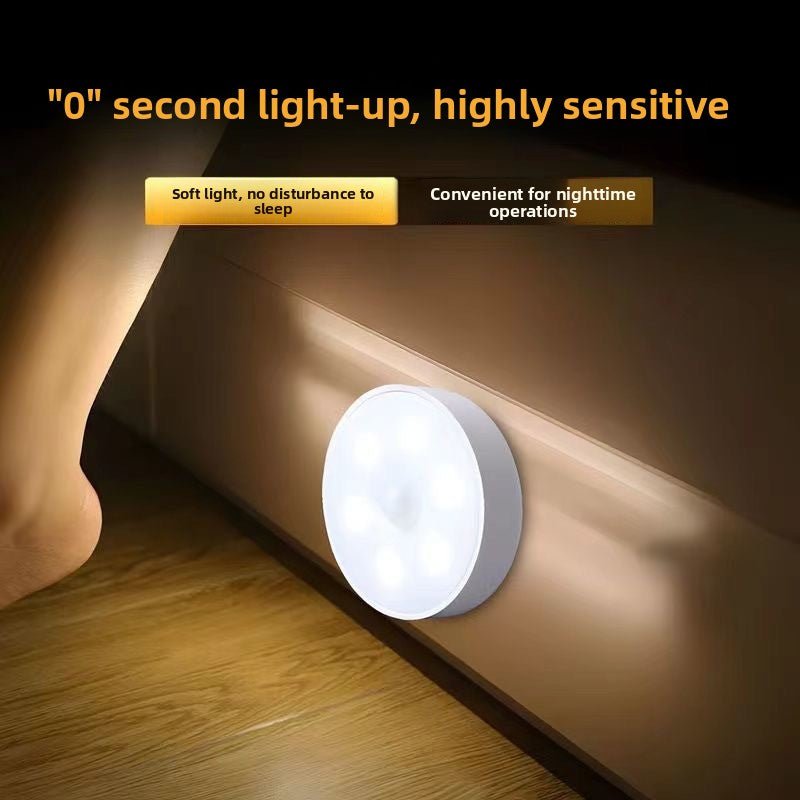 Charging magnetic-attachment circular human body-sensing lamp - Neednest