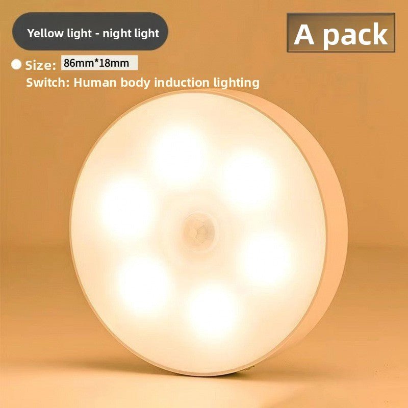 Charging magnetic-attachment circular human body-sensing lamp - Neednest