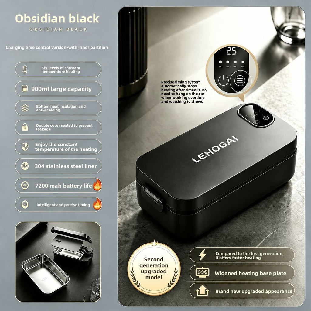 Water-Free Heating Lunch Box, USB Charging Portable Insulated Lunch Box