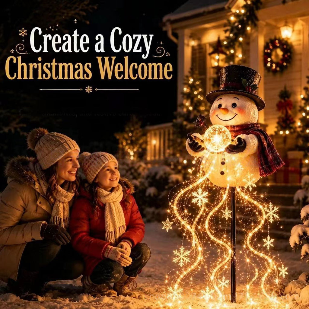 Solar Powered Snowman Magic Fountain Garden Light