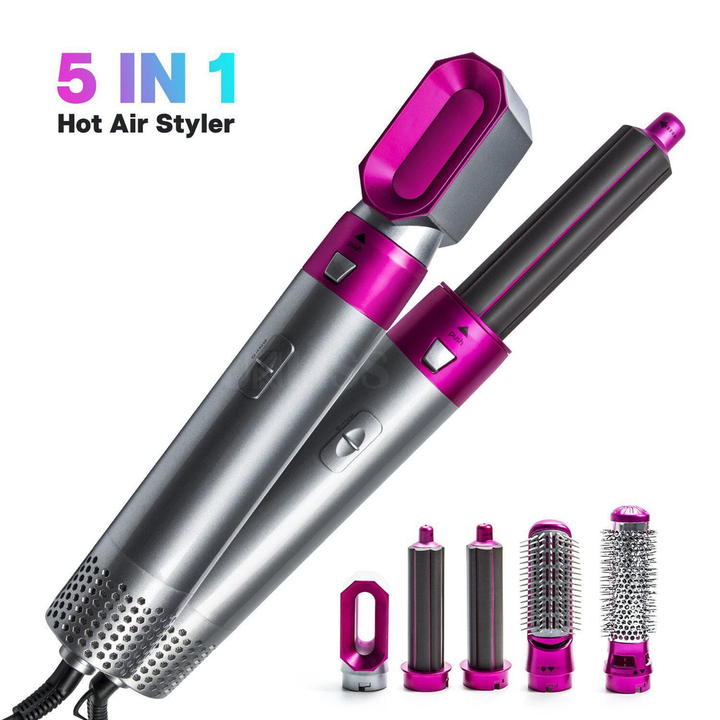 Five-in-one hot blowing comb automatic ironing coil straightening plate hair suction stick - Neednest